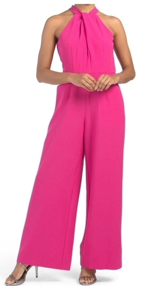 𝅺Julia Jordan Women's Fuachia Halter Neck jumpsuit